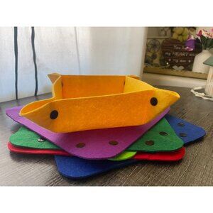 6 piece felt jigsaw puzzle piece sorting trays store flat snaps